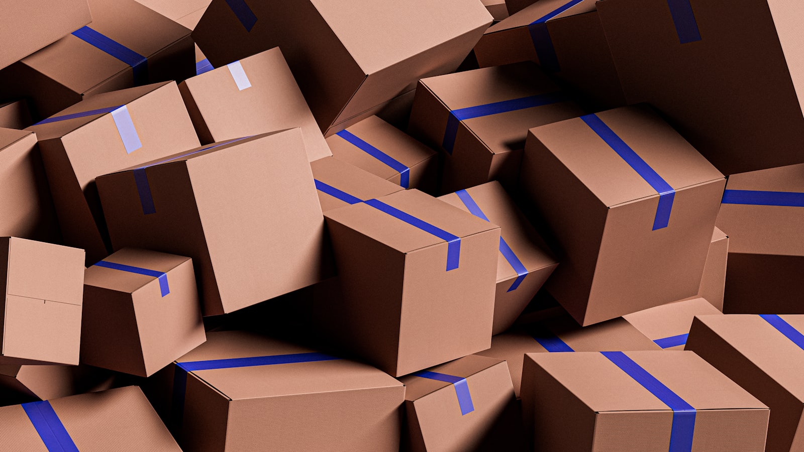 Stacked freight cartons preparing for outbound dispatch