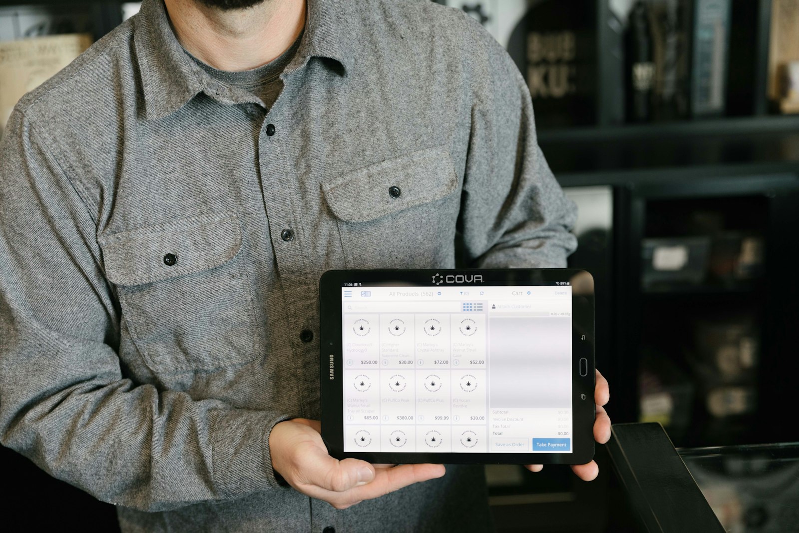 Atlas mobile companion app shown on a tablet at the receiving dock